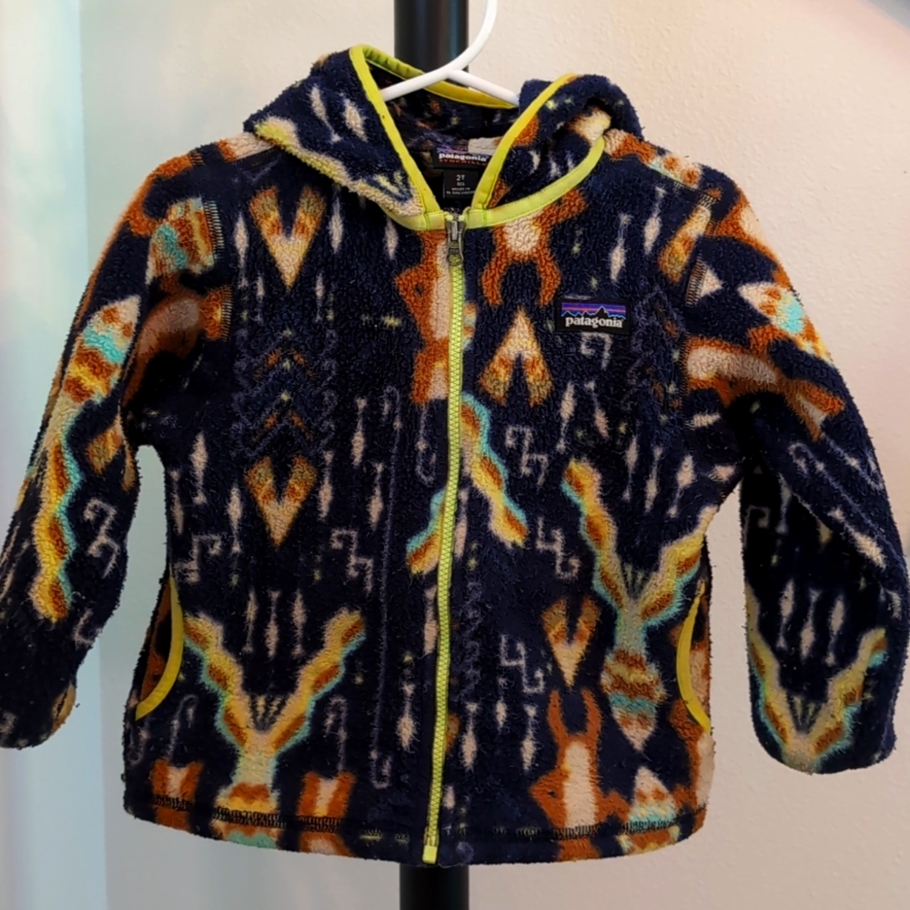 Patagonia fleece jacket, 2T, dark blue print